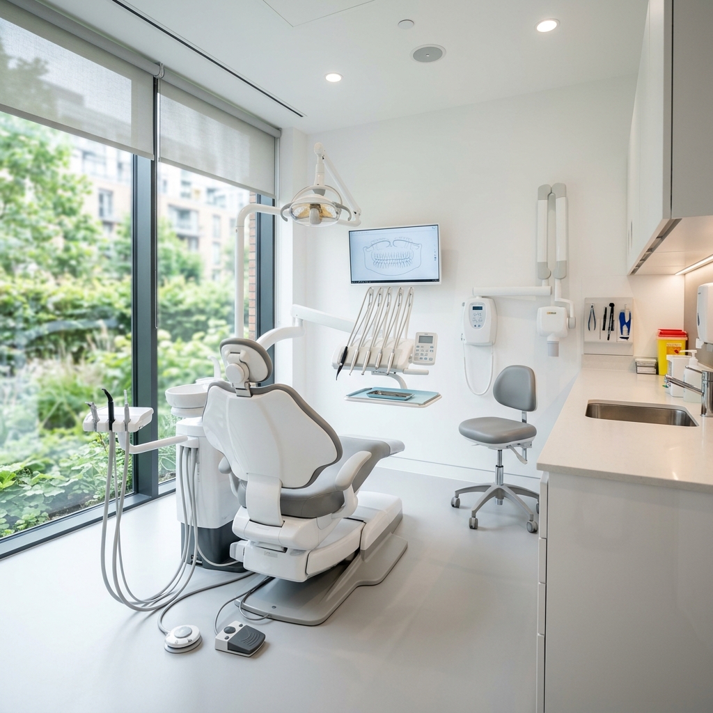 Sillón dental moderno y equipo en Rosa Dental Plainfield NJ